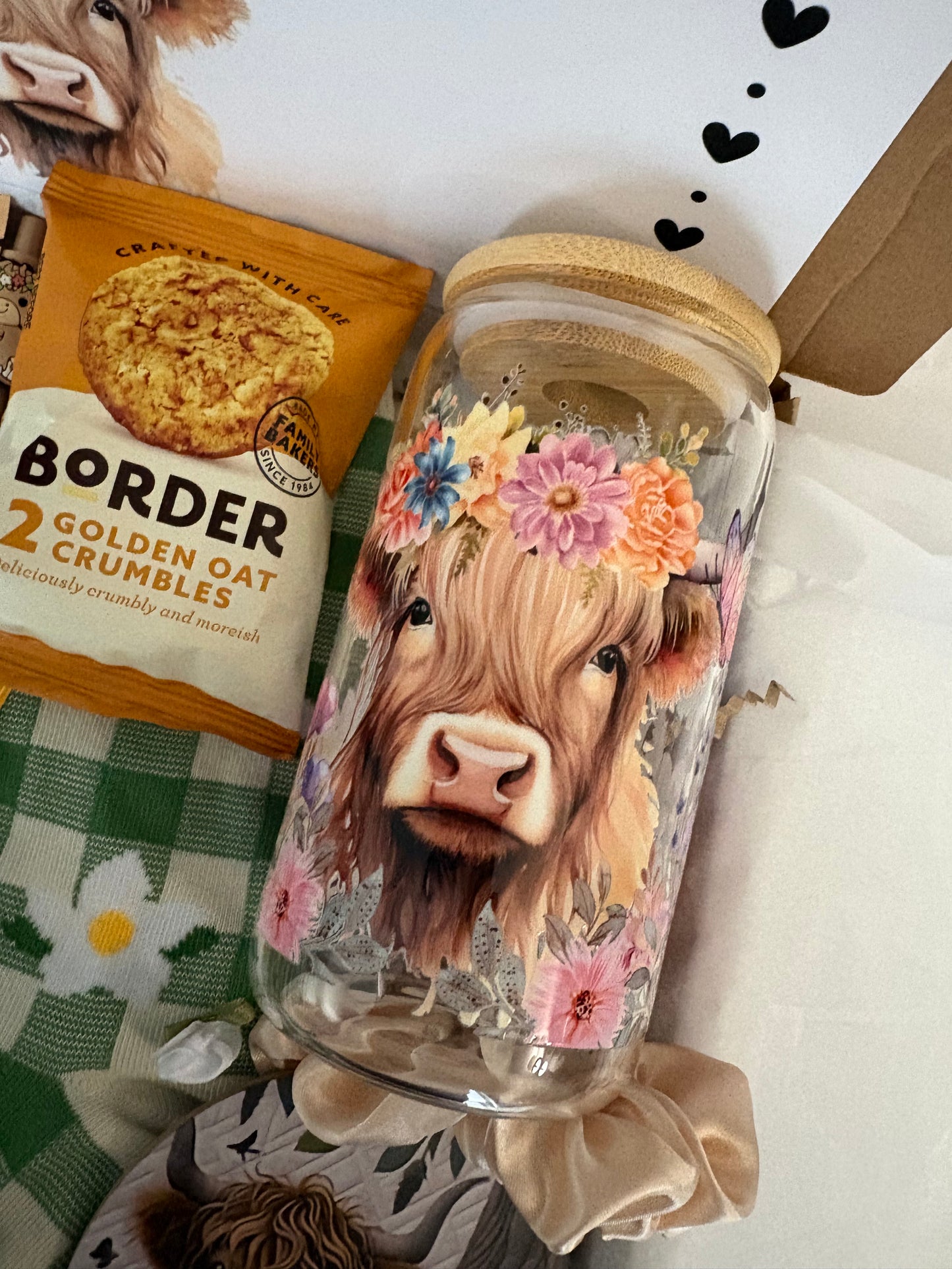 Highland Cow Hamper With Glass