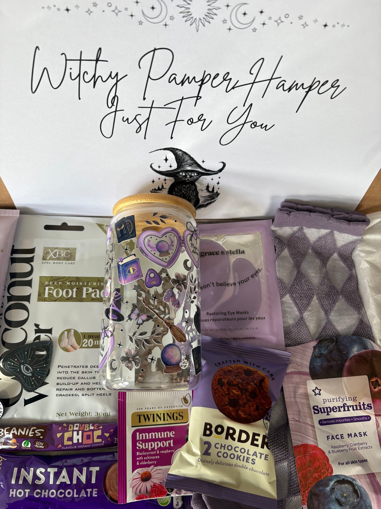 Witch Pamper Hamper And Glass Gift