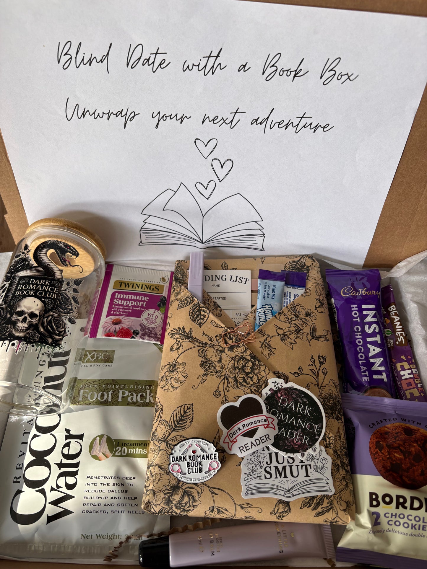 Dark Romance Blind Date With A Book Box And Glass