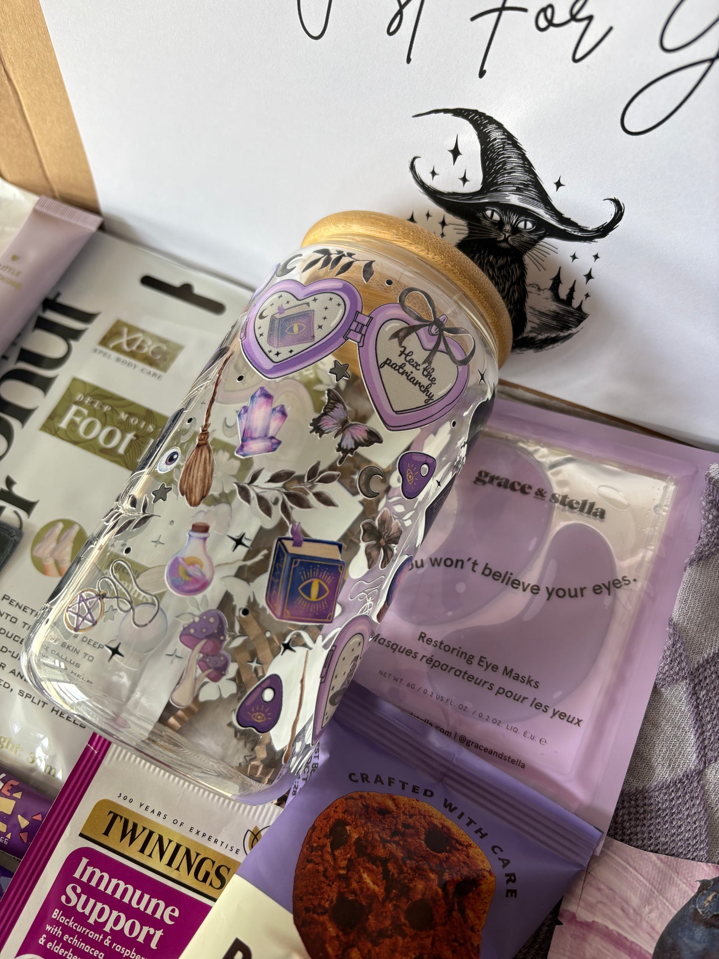 Witch Pamper Hamper And Glass Gift