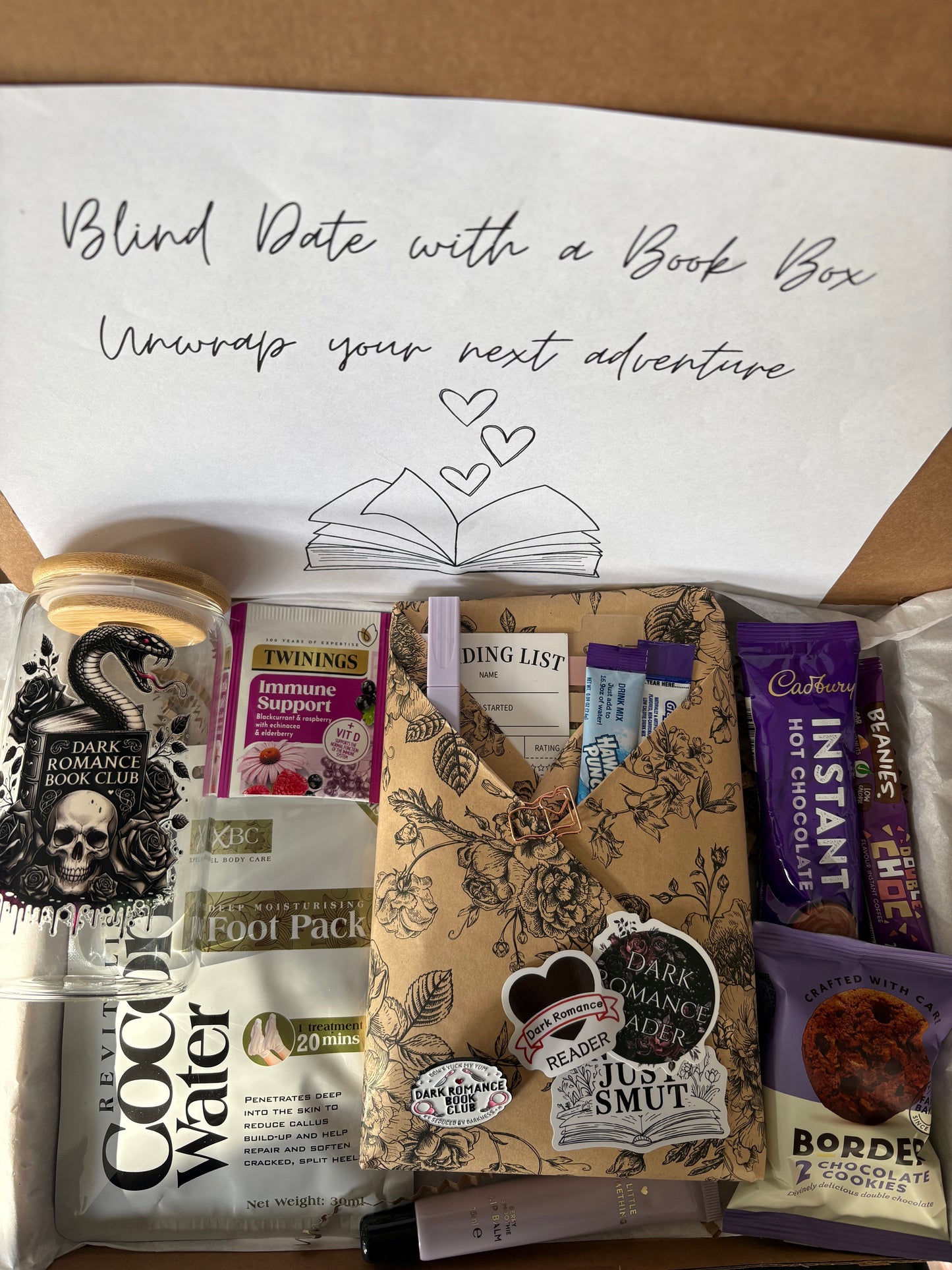 Dark Romance Blind Date With A Book Box And Glass