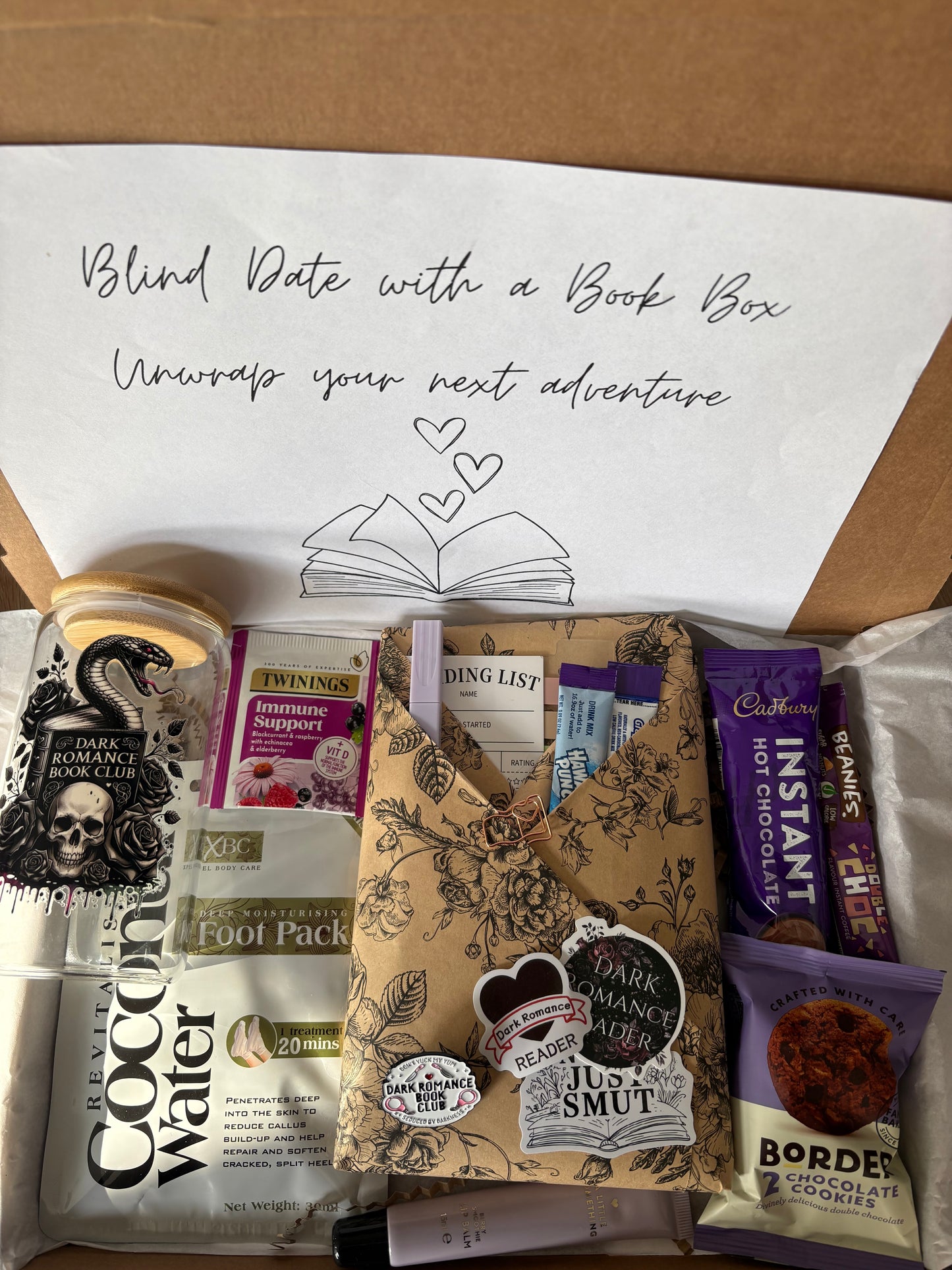 Dark Romance Blind Date With A Book Box And Glass