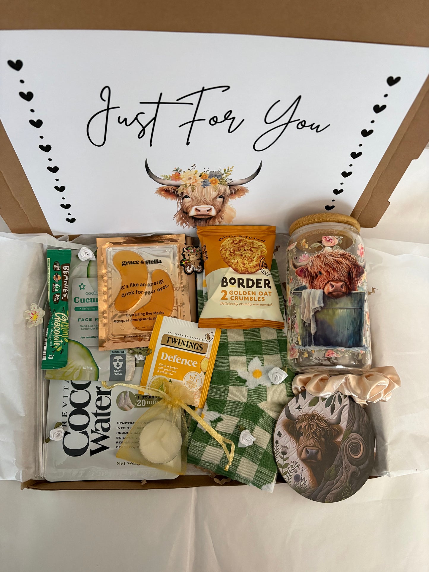Highland Cow Hamper With Glass