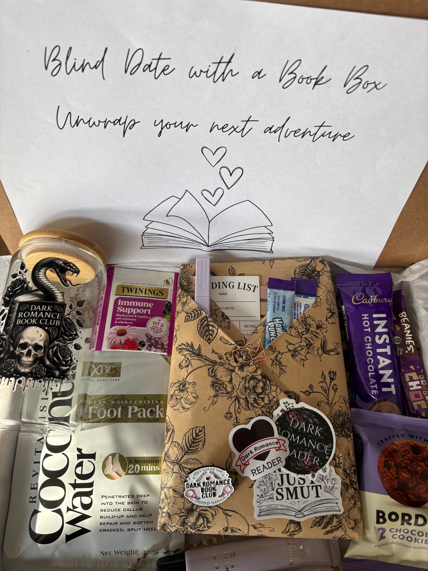 Dark Romance Blind Date With A Book Box And Glass