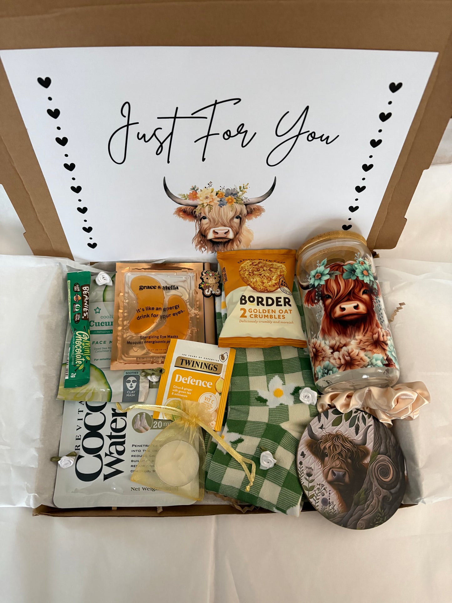 Highland Cow Hamper With Glass
