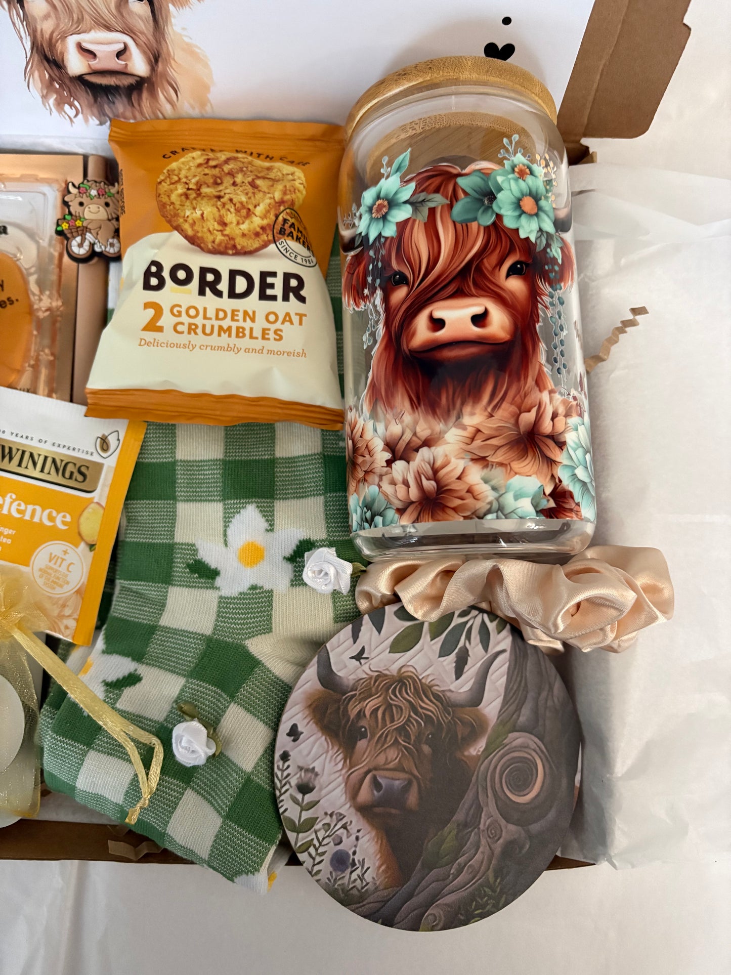 Highland Cow Hamper With Glass
