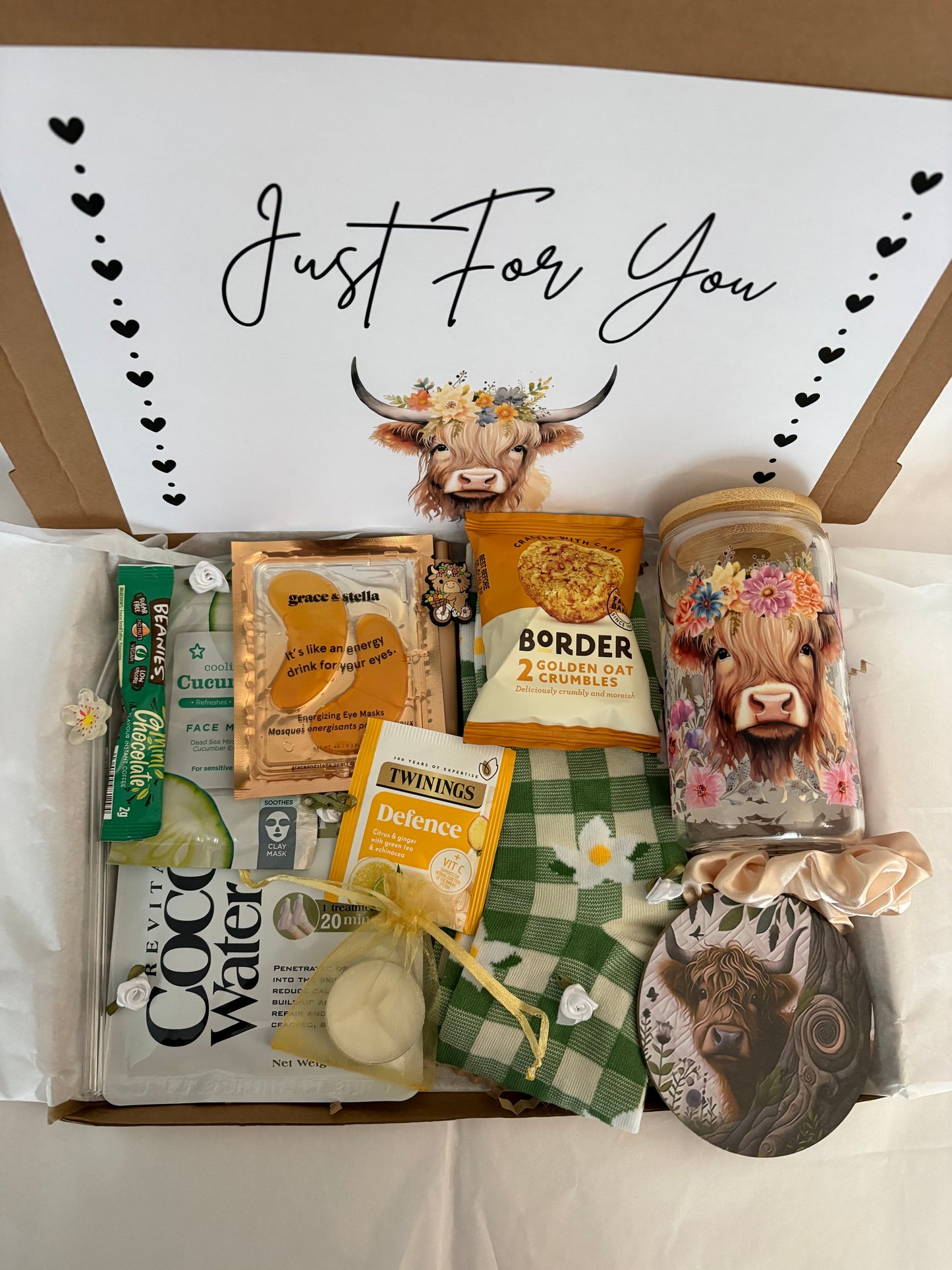 Highland Cow Hamper With Glass