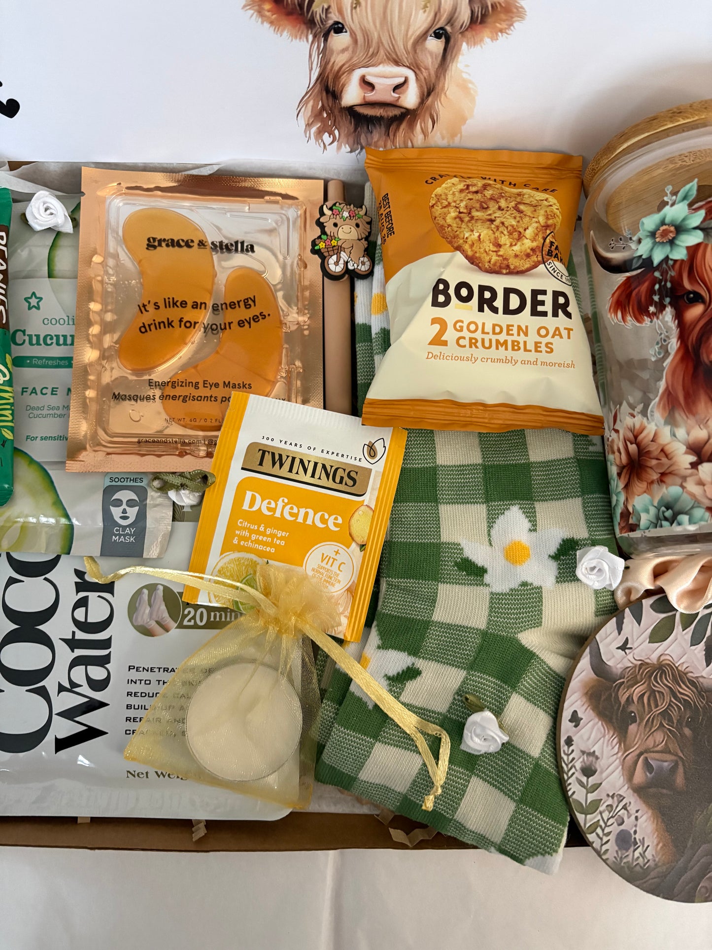 Highland Cow Hamper With Glass