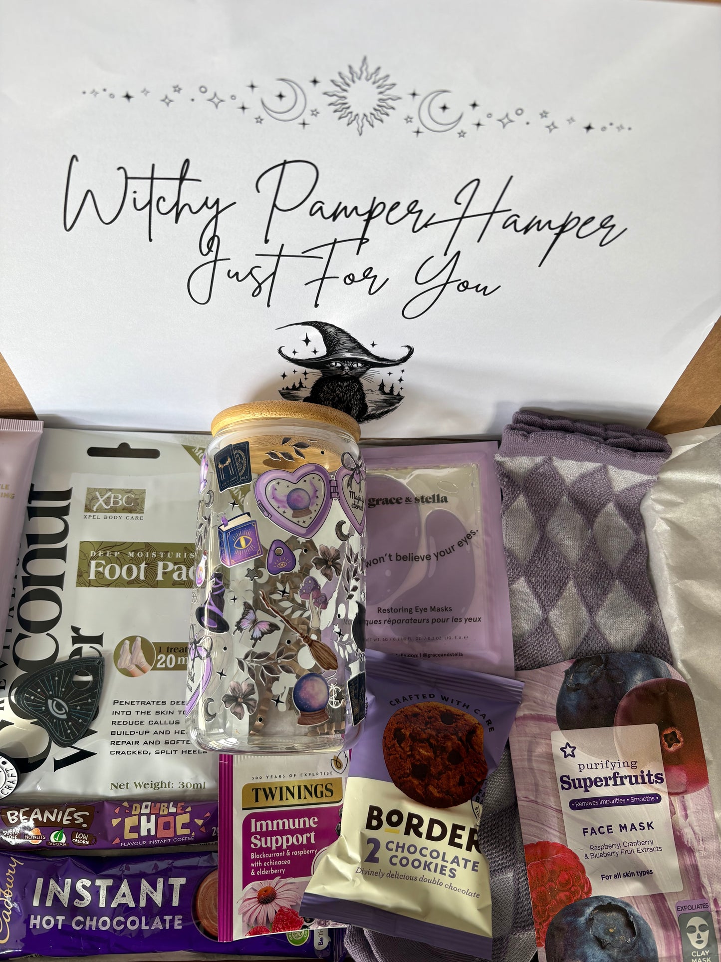 Witch Pamper Hamper And Glass Gift