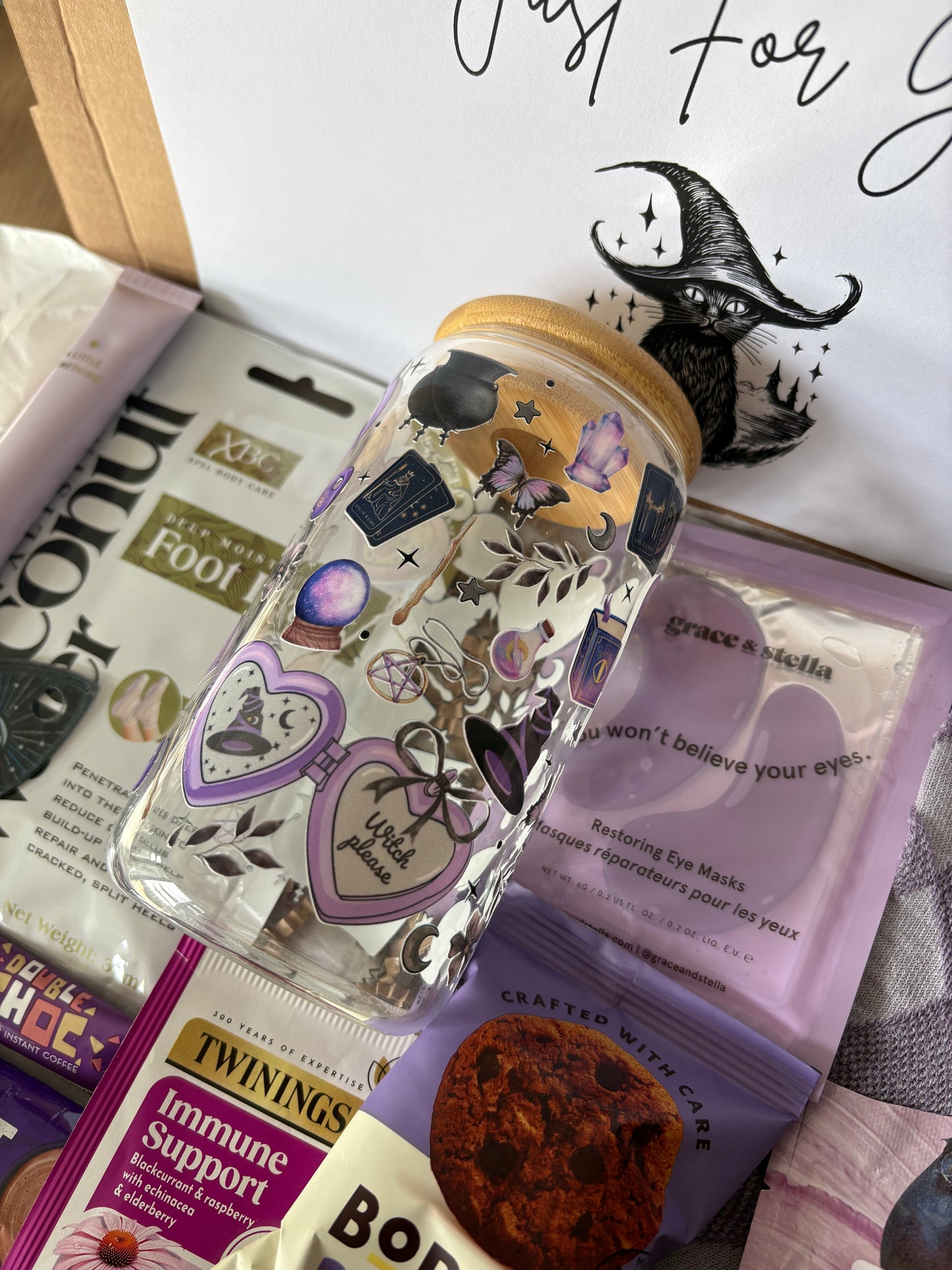 Witch Pamper Hamper And Glass Gift